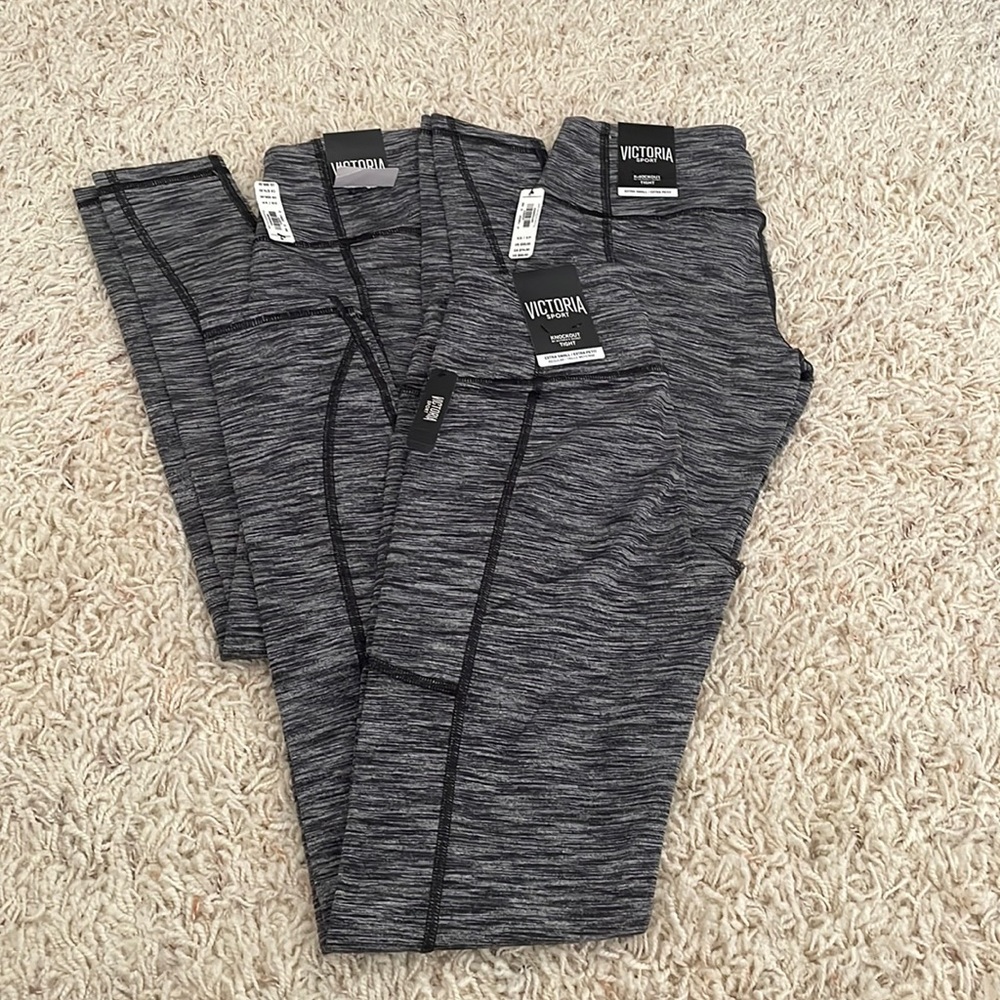 NWT Victoria’s Secret Victoria Sport Knockout Tight Bundle of 3 XS Black Marbled
